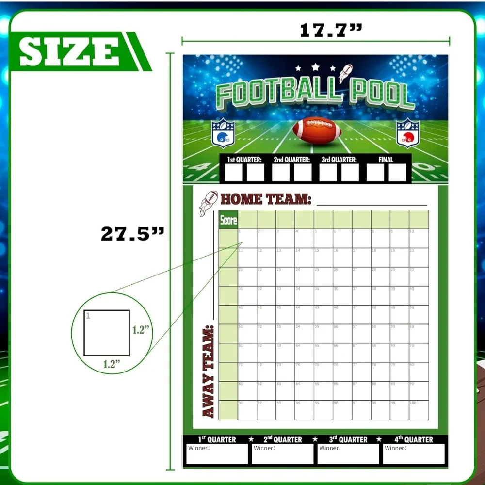 Football Pool Game Sheets - Green and White